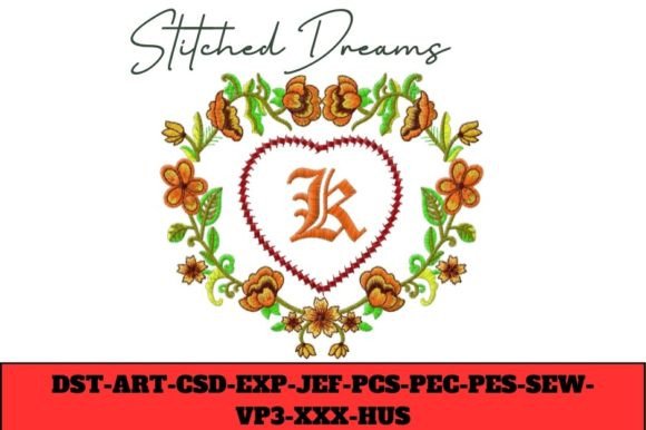 Floral Heart Letter K