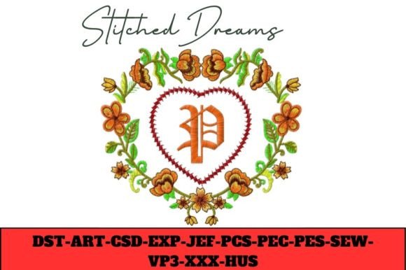 Floral Heart Letter P