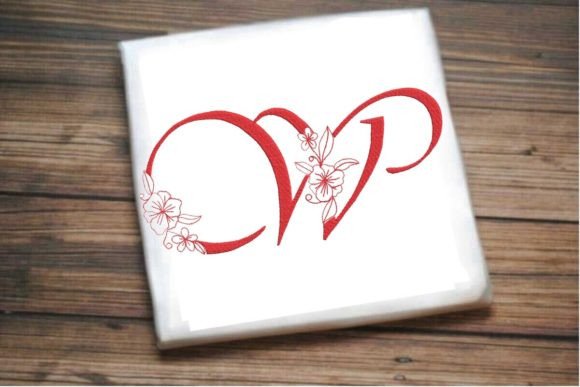 W Floral Monogram Letter: Elegant & Versatile Embroidery